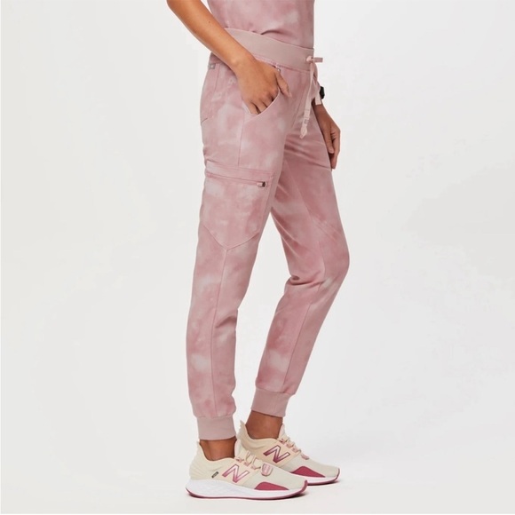 Womens New Figs High Waisted Zamora W Yoga Jogger Scrub Pants Marbled Rose 3XLP - Picture 5 of 11